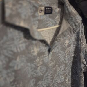 Hogan Gray and Blue Leaf Print Shirt